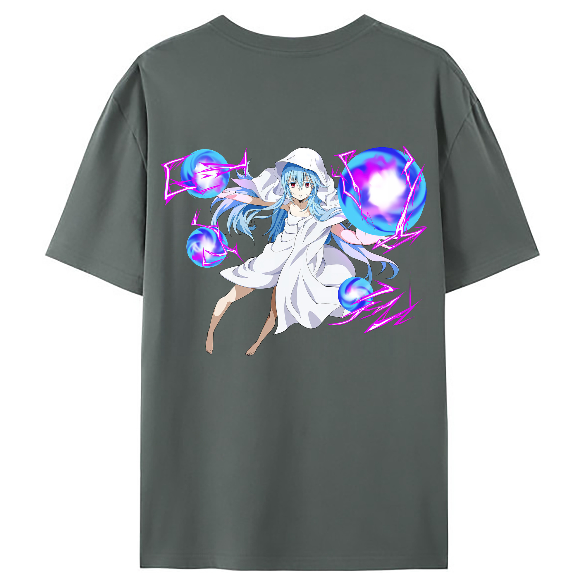 （画像用） 転スラ Regarding Reincarnated to Slime 綿100％ メンズ半袖Tシャツ（バックプリント） 通気性